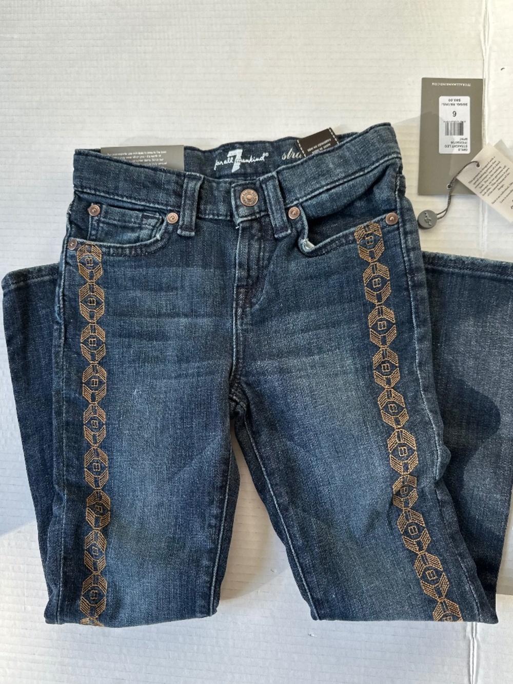 7 For All Mankind Girls Embroidered Jeans Size 6 NWT